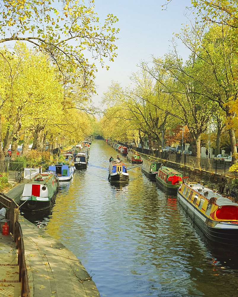 Houseboats at Little Venice on the Regent's Canal, Maida Vale, London, England, UK