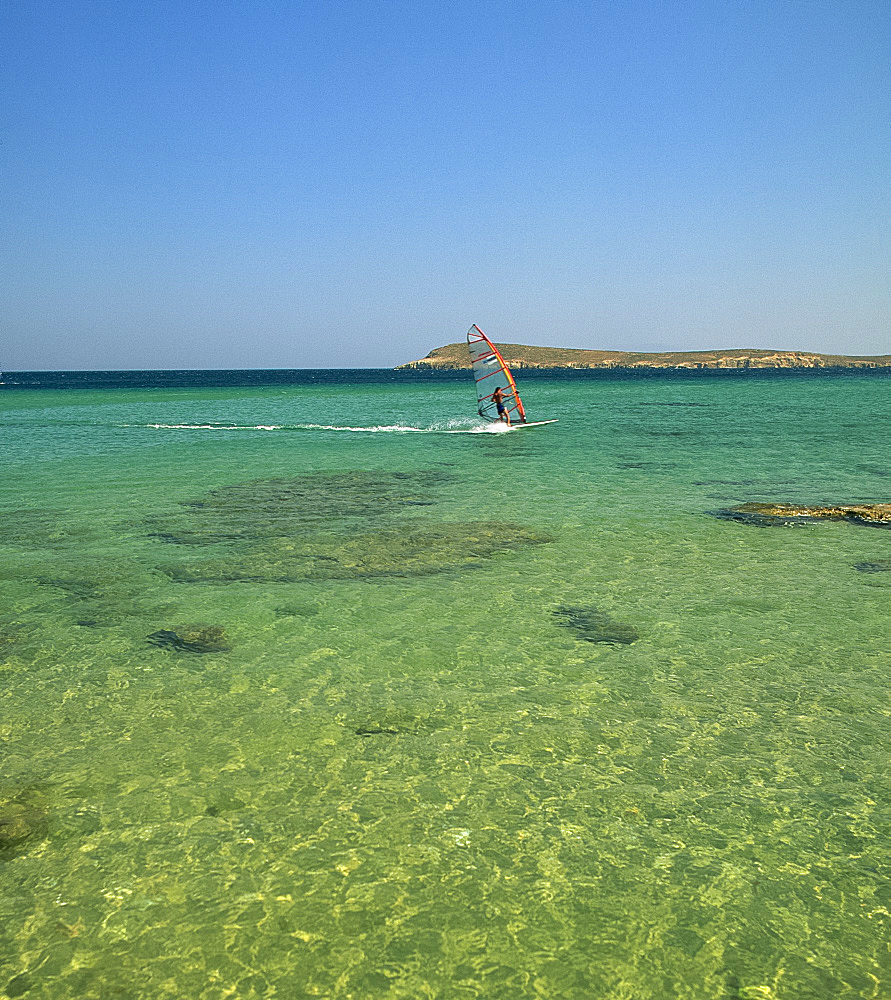 Windsurfer, Golden Beach, Paros, Cyclades, Greek Islands, Greece, Europe