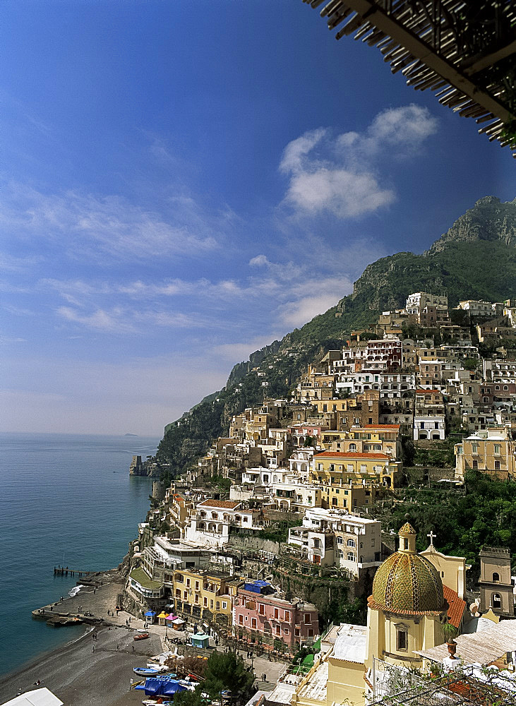 Positano and Santa Maria dell Assunta, Costiera Amalfitana (Amalfi Coast), UNESCO World Heritage Site, Campania, Italy, Europe