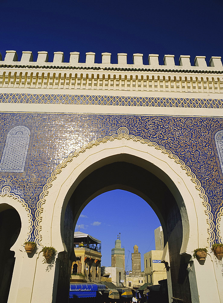 Bab Boujeloud (Bab Bou Jeloud), Blue Gate, Fes (Fez), Morocco