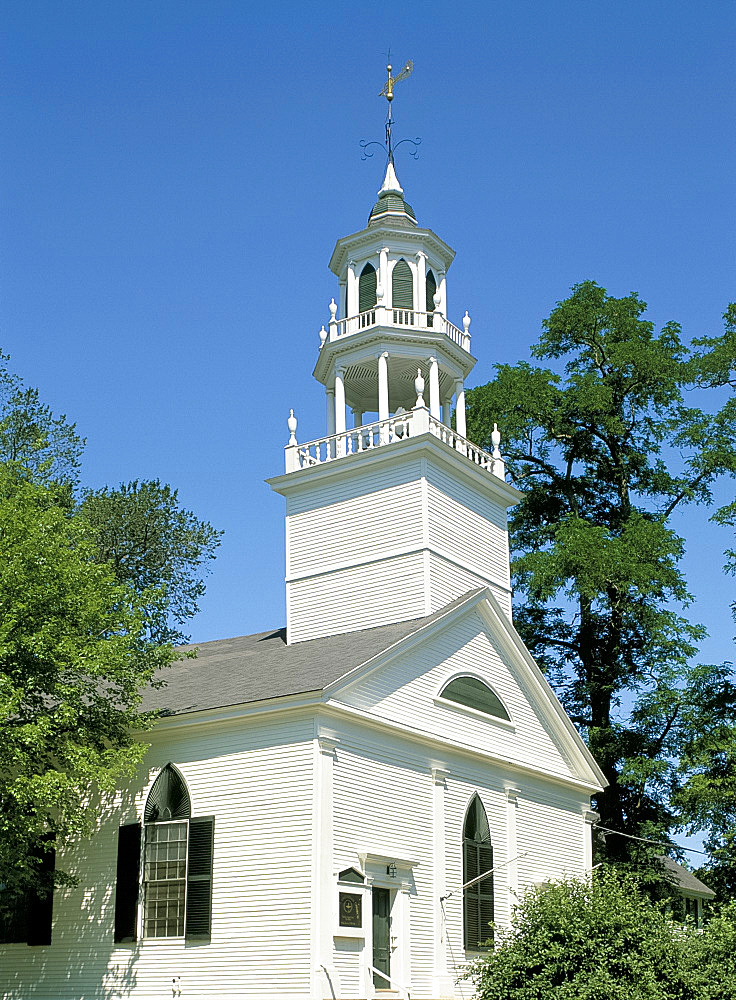 Church steeple, Castine, Maine, New England, United States of America, North America