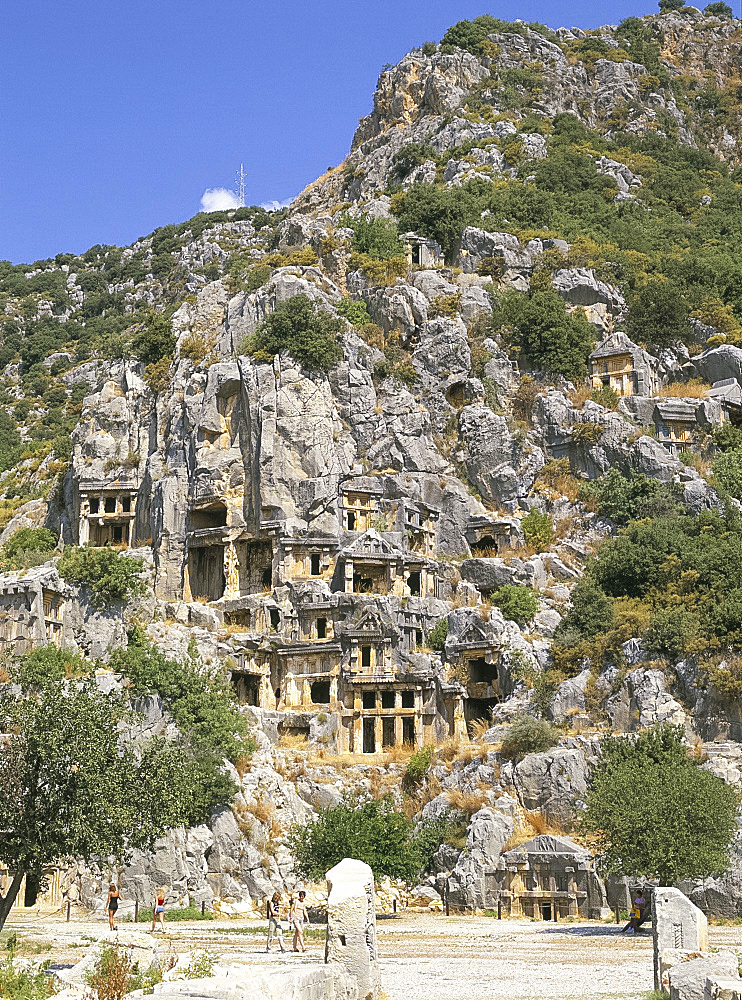 Tombs at ancient Lycian ruins, Myra, Anatolia, Turkey, Asia Minor, Asia