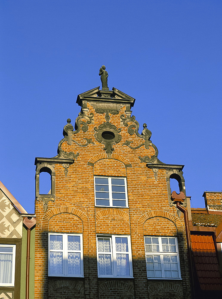 Gabled brick house in Old Town, Gdansk, Poland, Europe