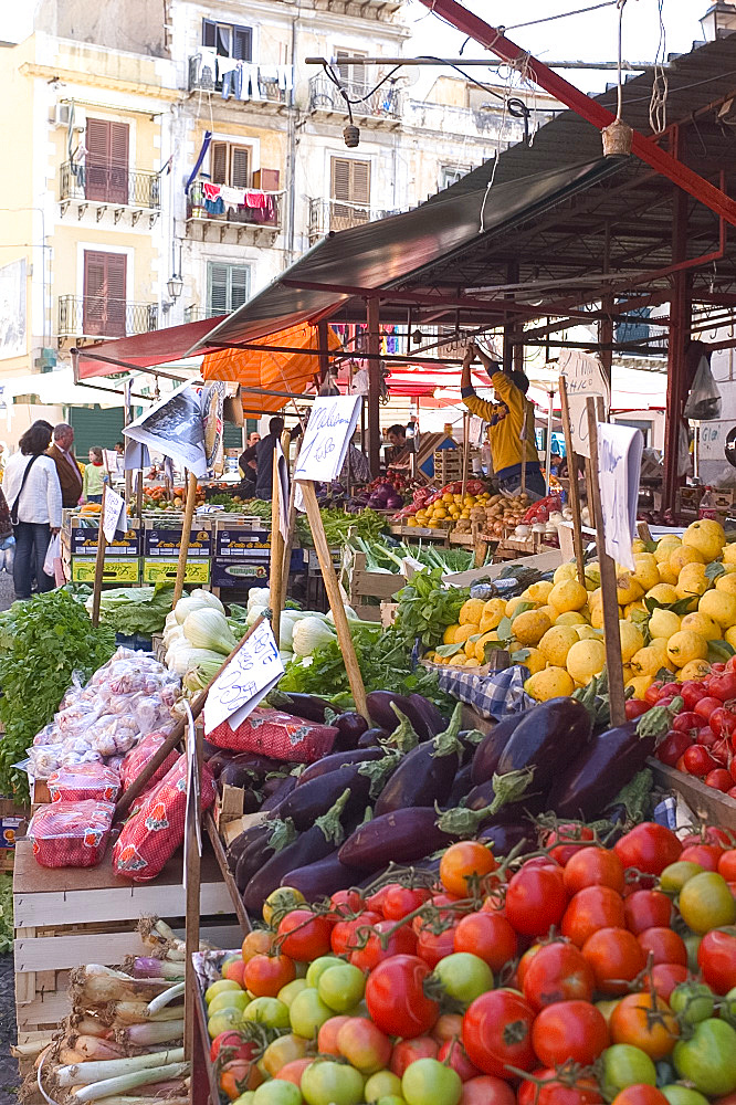 A food market in Palermo, Sicily, Italy, Mediterranean, Europe