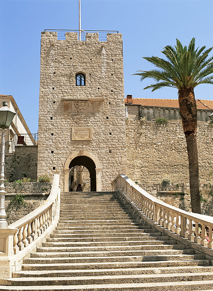 The Land Gate, Korcula Old Town, Korcula, Dalmatia, Croatia, Europe