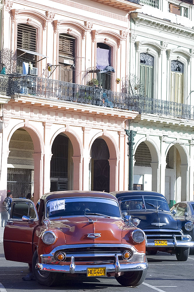 A 1950's American Chevy for sale in central Havana, Cuba, West Indies, Central America