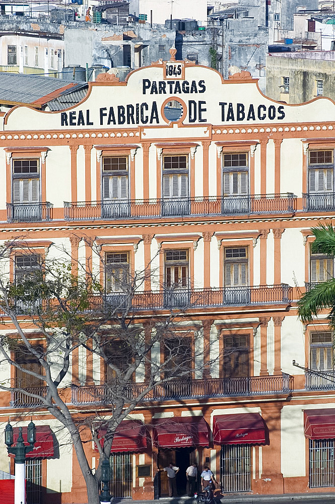 A building housing a cigar factory in central Havana, Cuba, West Indies, Central America