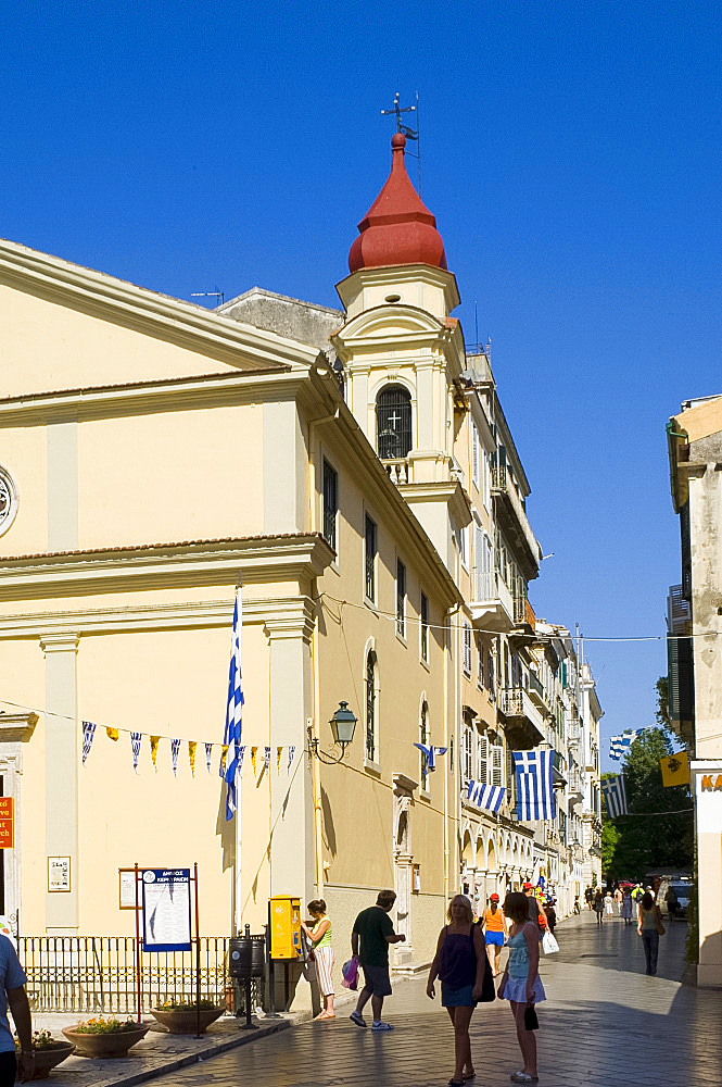 Street scene, Corfu Town, Corfu, Ionian Islands, Greek Islands, Greece, Europe