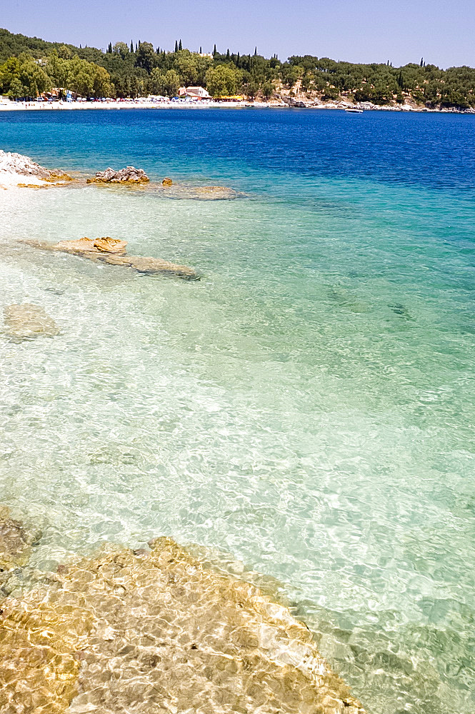 A view of the sea at Kerasia, northeastern coast, Corfu, Ionian Islands, Greek Islands, Greece, Europe