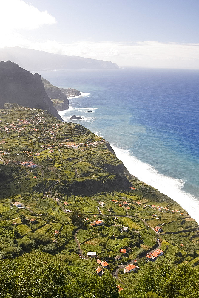 A view of the coast at Sao Jorge on the north coast of the island of Madeira, Portugal, Atlantic, Europe