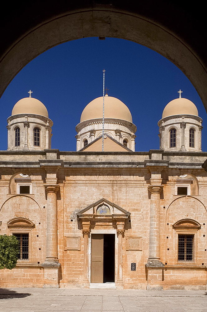 The Monastery of Ayia Triada of the Moutari on the Akrotiri Peninsula, sixteen kilometers from Hania on the north coast of Crete, Greek Islands, Greece, Europe