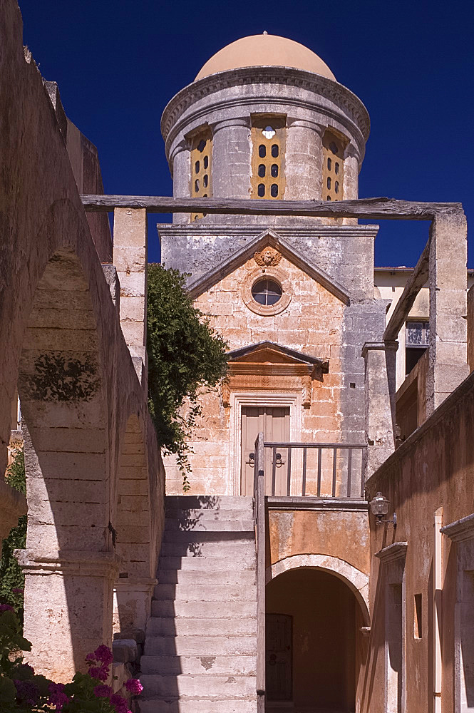 The Monastery of Ayia Triada of the Moutari on the Akrotiri Peninsula, sixteen kilometers from Hania on the north coast of Crete, Greek Islands, Greece, Europe