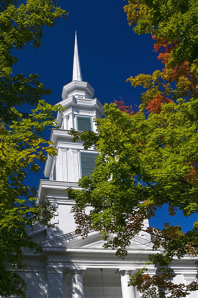 The steeple of the Presbyterian Church in Rensselaerville, New York State, United States of America, North America