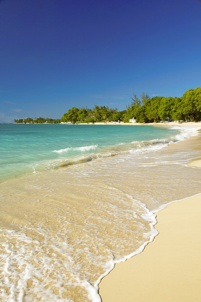 Sea and sand in Gibbes Bay on the west coast of Barbados, Windward Islands, West Indies, Caribbean, Central America