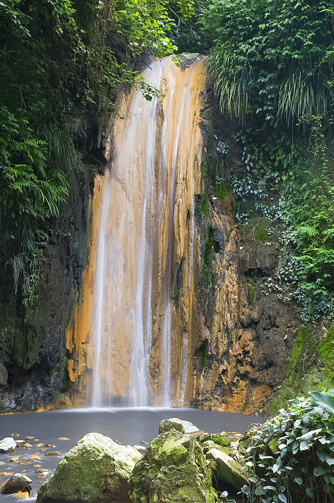 A waterfall at the Diamond Botanical Gardens, St. Lucia, Windward Islands, West Indies, Caribbean, Central America