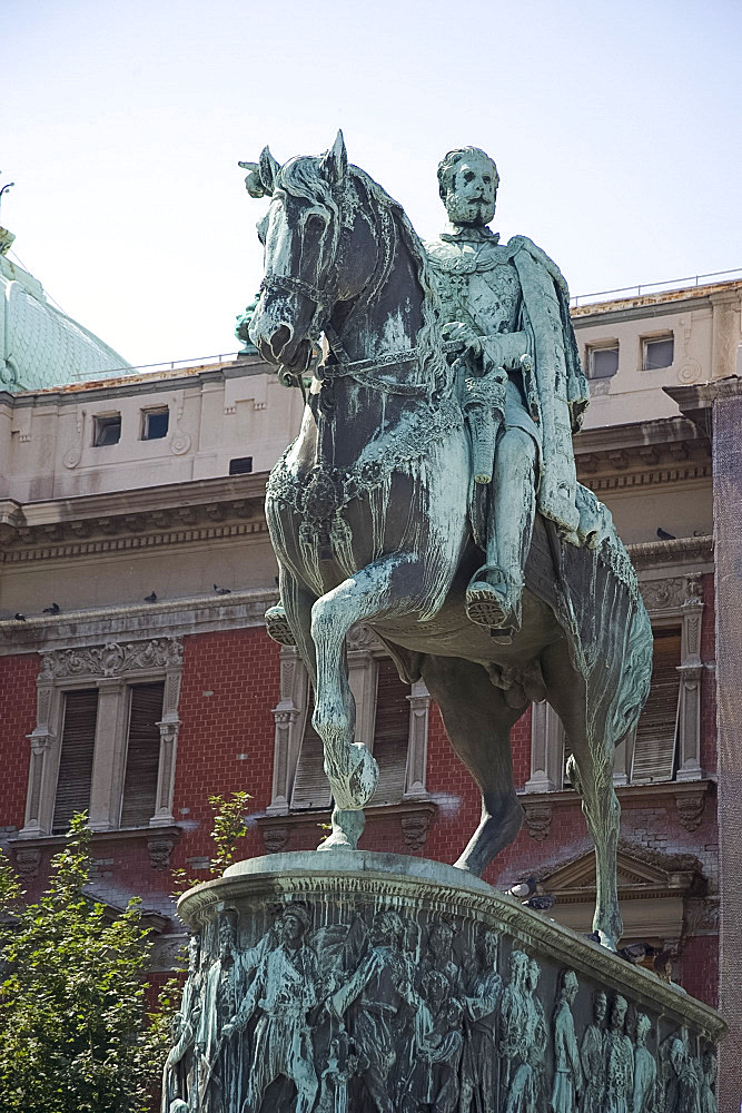 The Prince Mihhailo Monument in Republic Square, Belgrade, Serbia, Europe