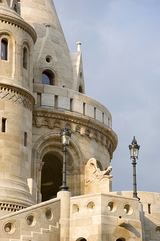 A newly restored section of the Fishermen's Bastion, Budapest, Hungary, Europe