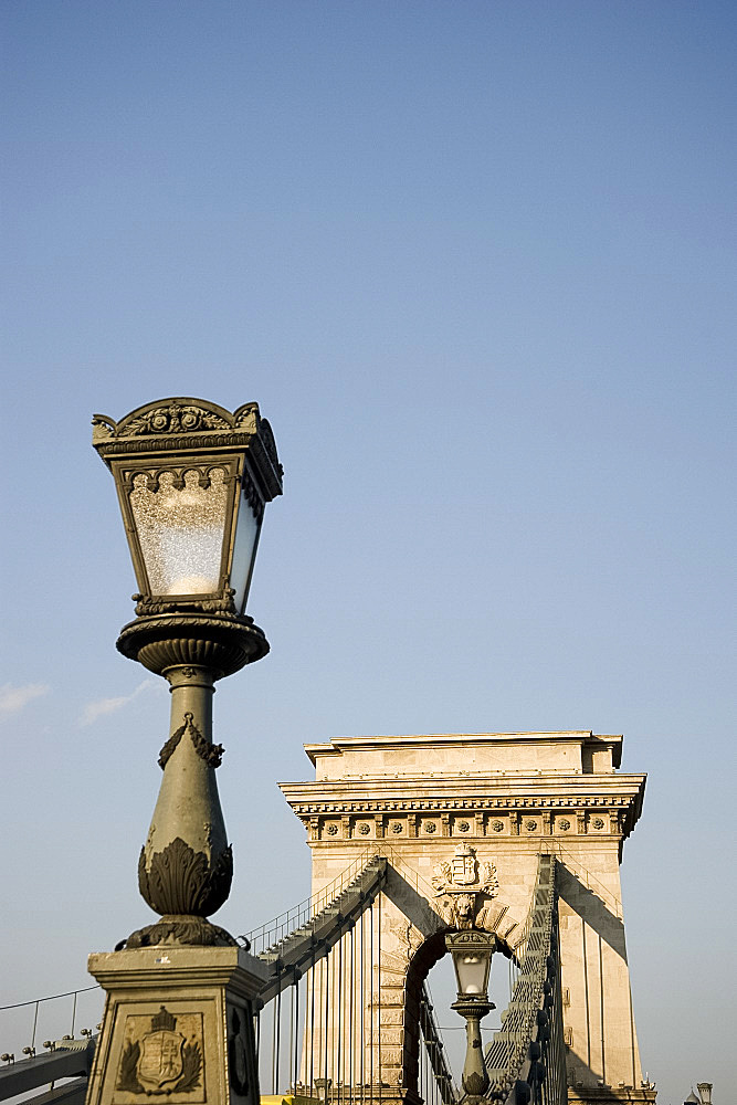 The Chain Bridge over the Danube River, Budapest, Hungary, Europe