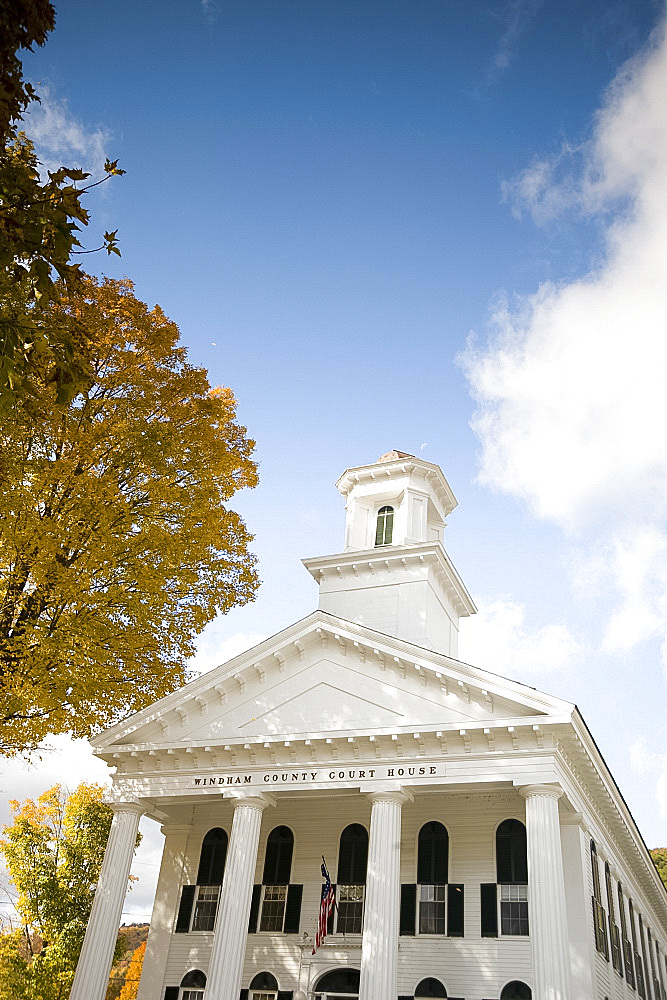 The Windham County Courthouse, a Greek revival style building in Newfane, Vermont, New England, United States of America, North America