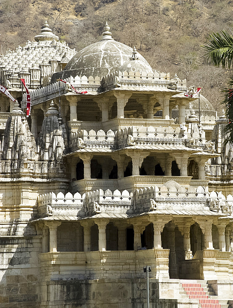 The exterior of the main carved marble Jain temple at Ranakpur, Rajasthan, India, Asia