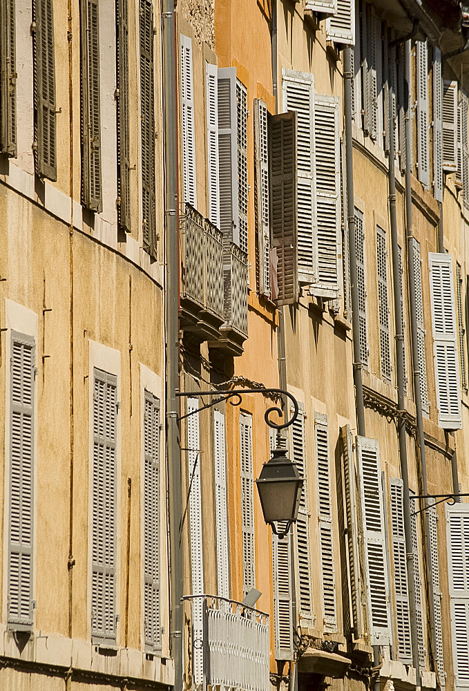 A street of old houses in Aix-en-Provence, Bouches-du-Rhone, Provence, France, Europe