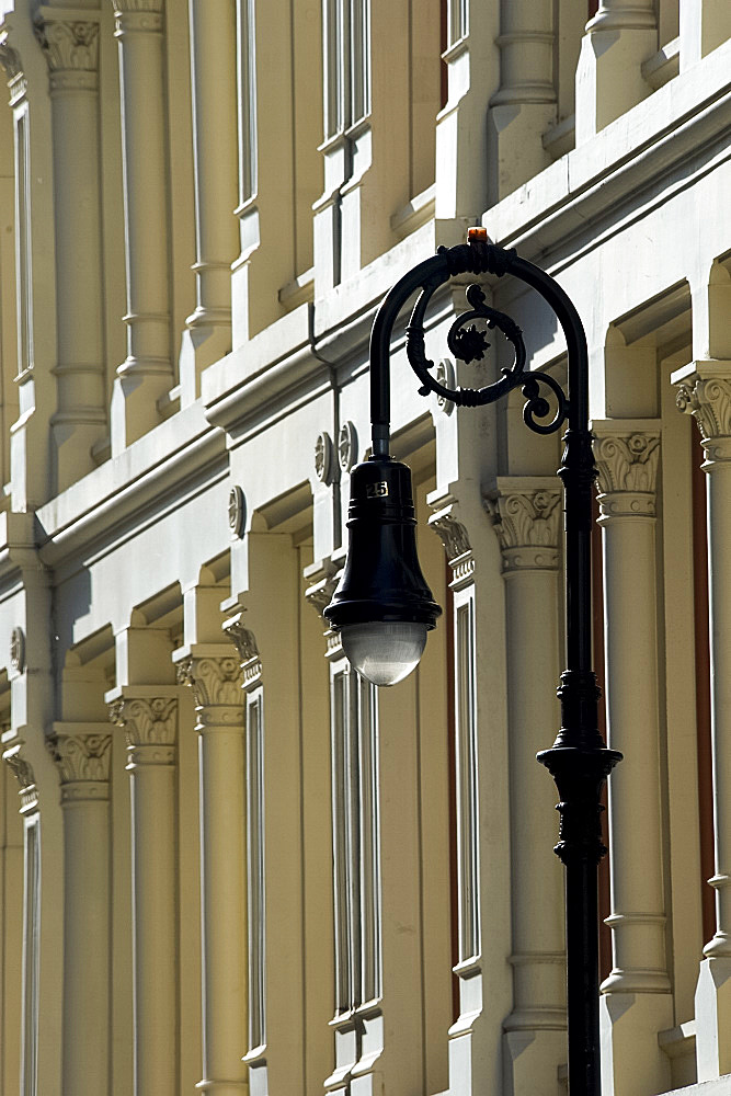 A traditional iron street lamp on Mercer Street in the Soho section of Manhattan, New York City, New York State, United States of America, North America