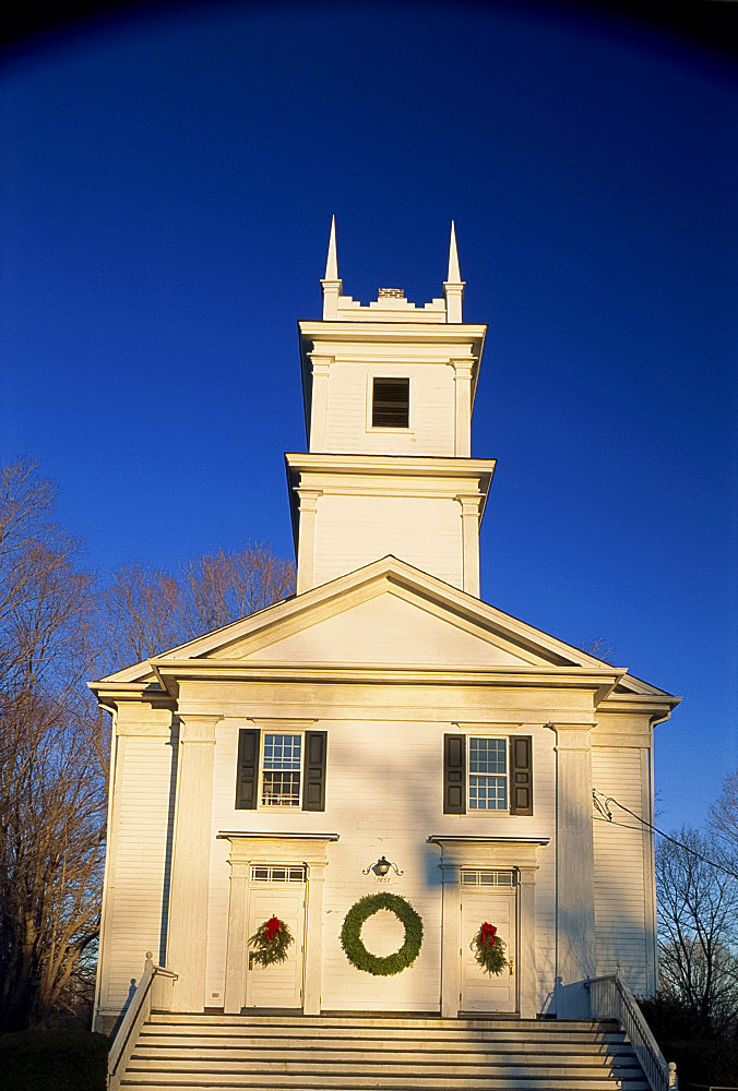 Colonial church with tower, in Redding, Connecticut, New England, United States of America, North America