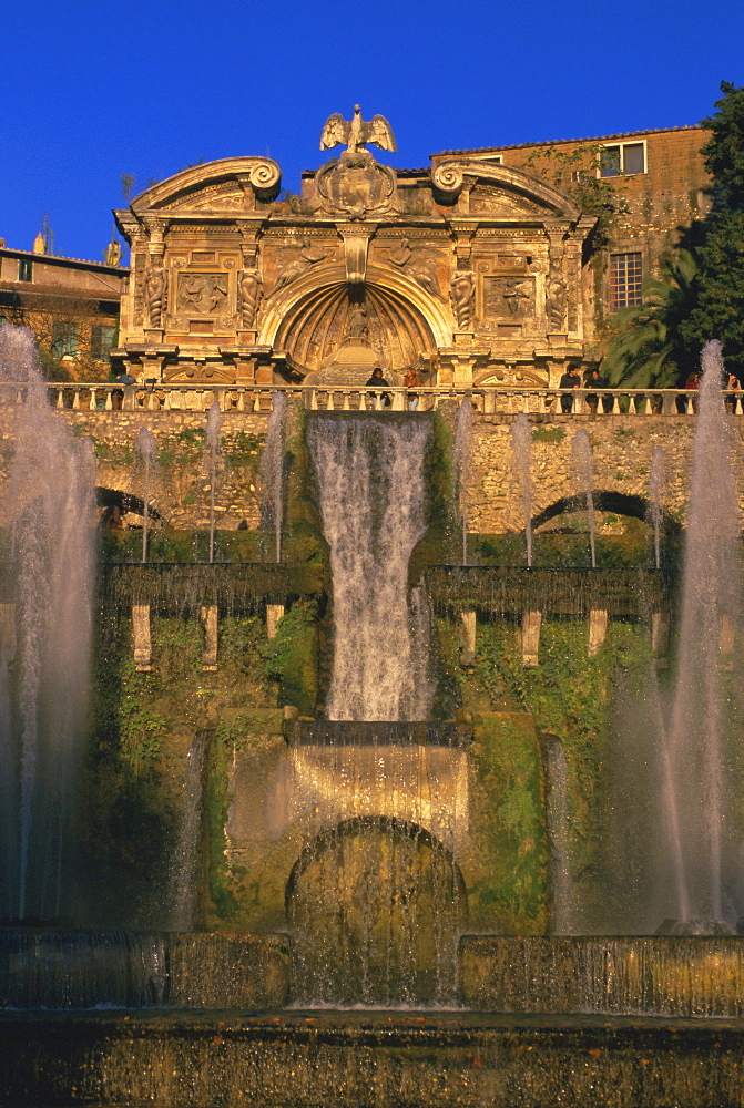 Grand fountain in the gardens of the Villa d'Este, UNESCO World Heritage Site, Tivoli, Lazio, Italy, Europe