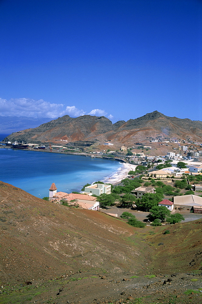 The bay and town of Mondelo on Sao Vicente Island, Cape Verde Islands, Atlantic Ocean, Africa