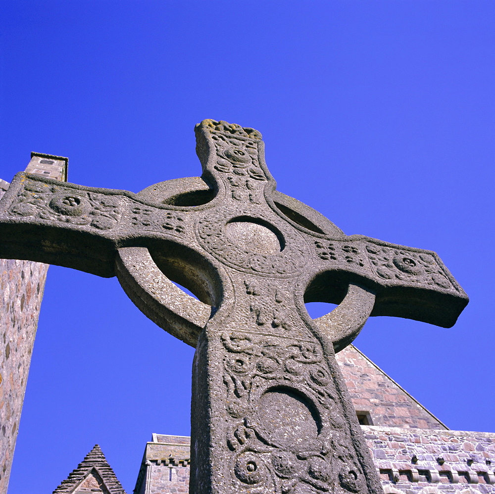 Replica of St John's Cross, Abbey, Island of Iona, Scotland, UK, Europe