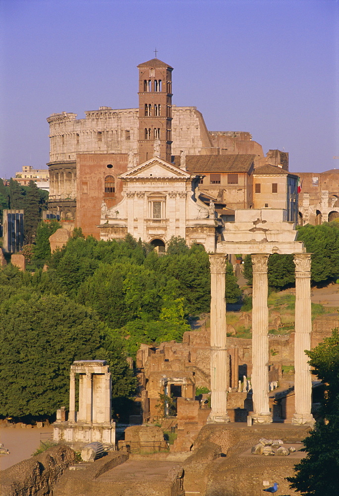 The Roman Forum and Colosseum, UNESCO World Heritage Site, Rome, Lazio, Italy, Europe