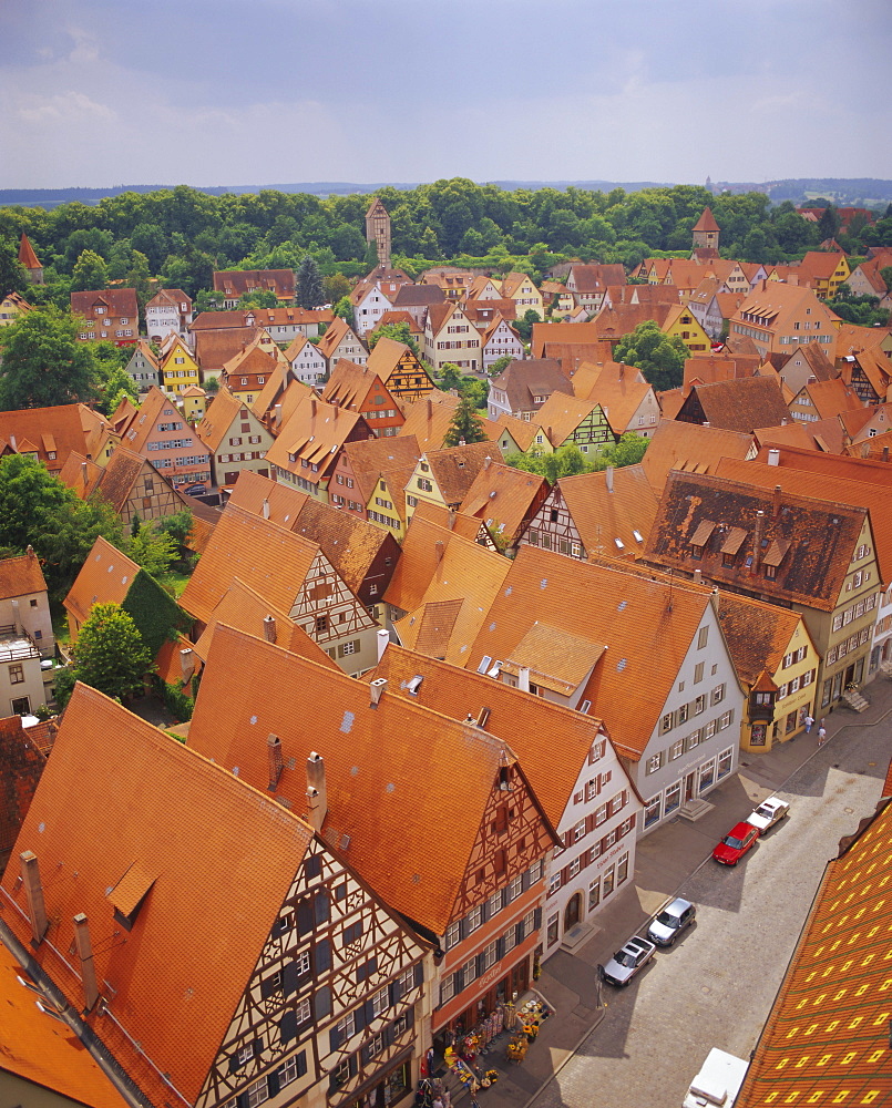 Elevated view of the town, Dinkelsbuhl, the Romantic Road, Bavaria, Germany, Europe