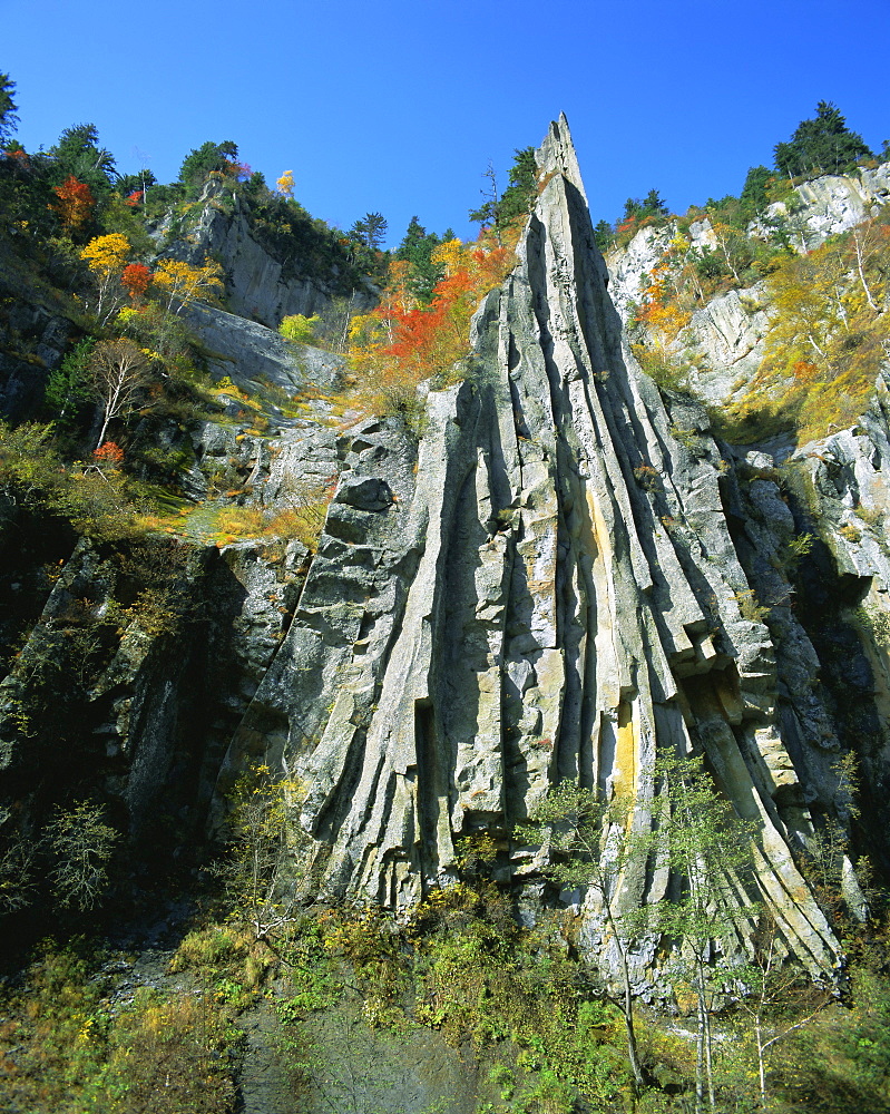 Ishikawa river canyon in autumn, Sounkyo Gorge, Hokkaido Island, Japan, Asia