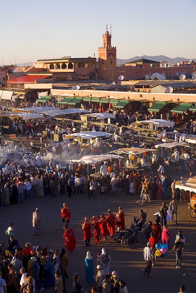 Food stalls in the evening, Djemaa el Fna, Marrakesh, Morocco, North Africa, Africa