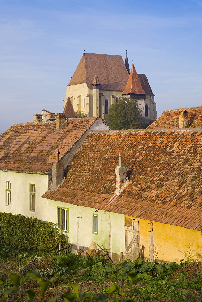 Medieval Roma village on the fortified church route, 15th century fortified church, Biertan, UNESCO World Heritage Site,  near Sighisoara, Transylvania, Romania, Europe