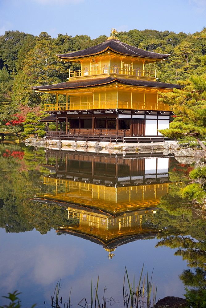 Kinkaku-ji (Golden Pavilion), original building constructed in 1397 for Shogun Ashikaga Yoshimitsu, UNESCO World Heritage Site, Kyoto, Kansai Region, Honshu, Japan, Asia