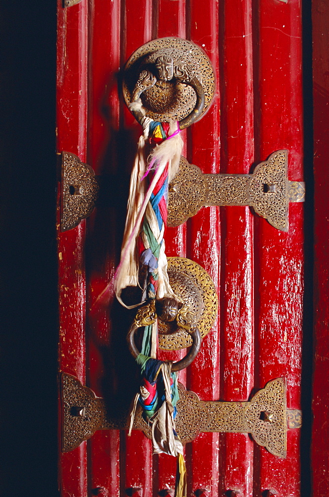 Detail of main door, Potala palace, Lhasa, Tibet, China, Asia