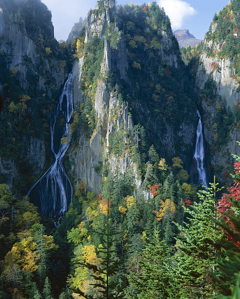 Ginga No Waterfall, Sounkyo Gorge, island of Hokkaido, Japan, Asia