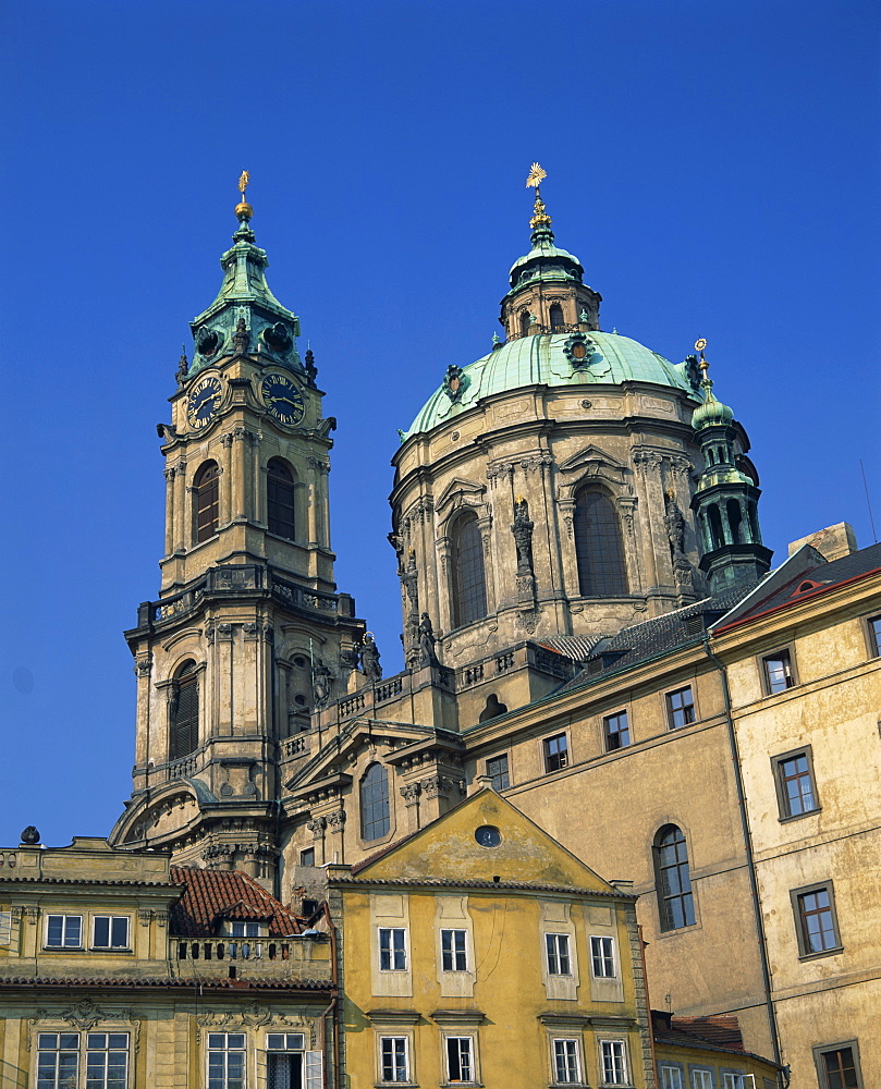 The exterior of St. Nicholas church in Prague, Czech Republic, Europe