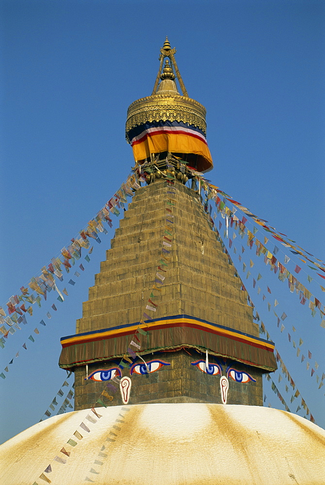 The largest stupa in Nepal, at Bodhnath, UNESCO World Heritage Site, Kathmandu, Nepal, Asia