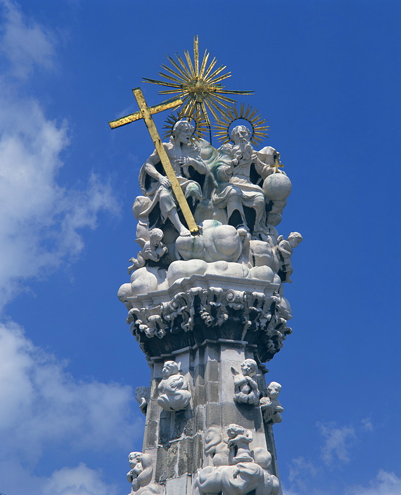 Close-up of the Plague Column in the Castle District of Budapest, Hungary, Europe