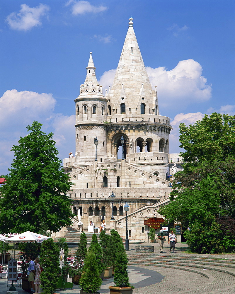 The Fishermans Bastion, a landmark in Budapest, Hungary, Europe