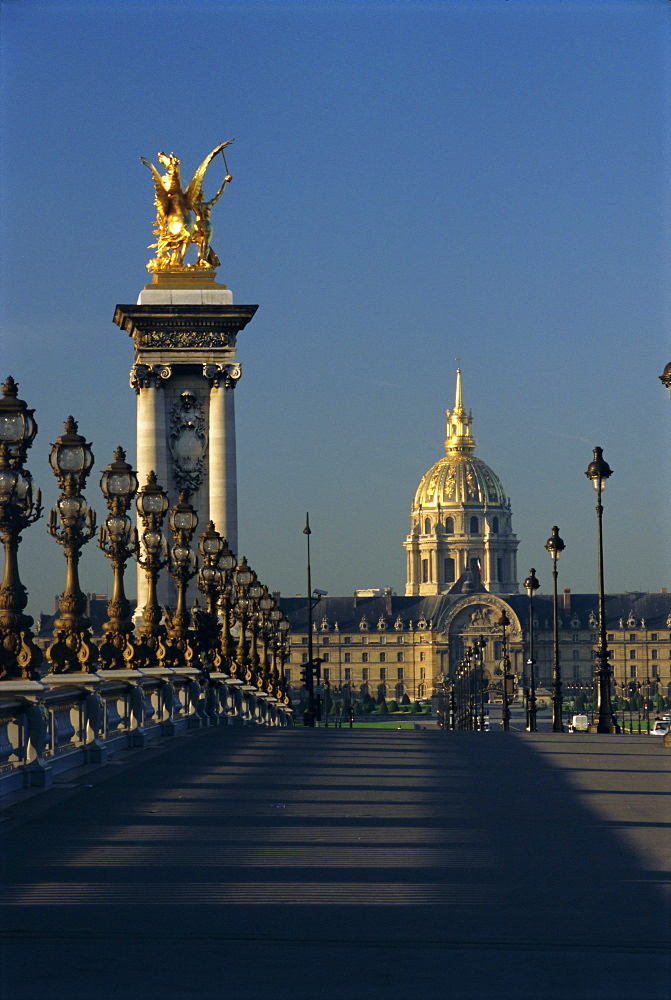 View from Alexandre III bridge of Grand Palais and Petit Palais, Paris, France, Europe