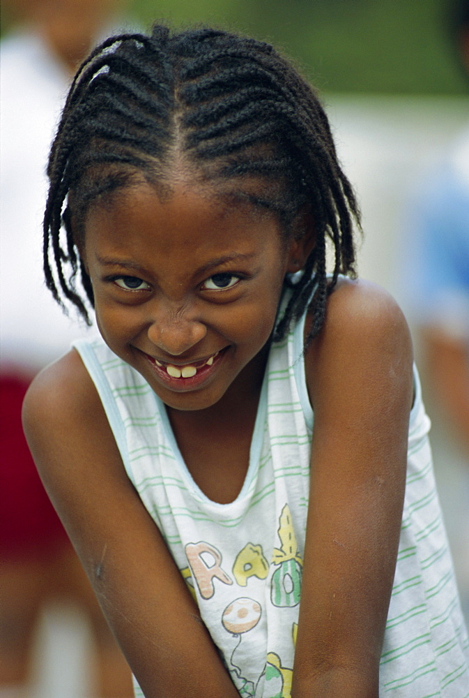 Portrait of a young girl, Habana Vieja, Havana, Cuba, West Indies, Central America