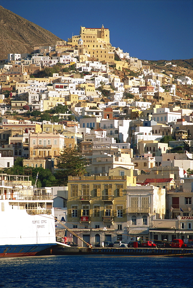 City skyline, Ermoupolis City, Syros, Cyclades, Greek Islands, Greece, Europe