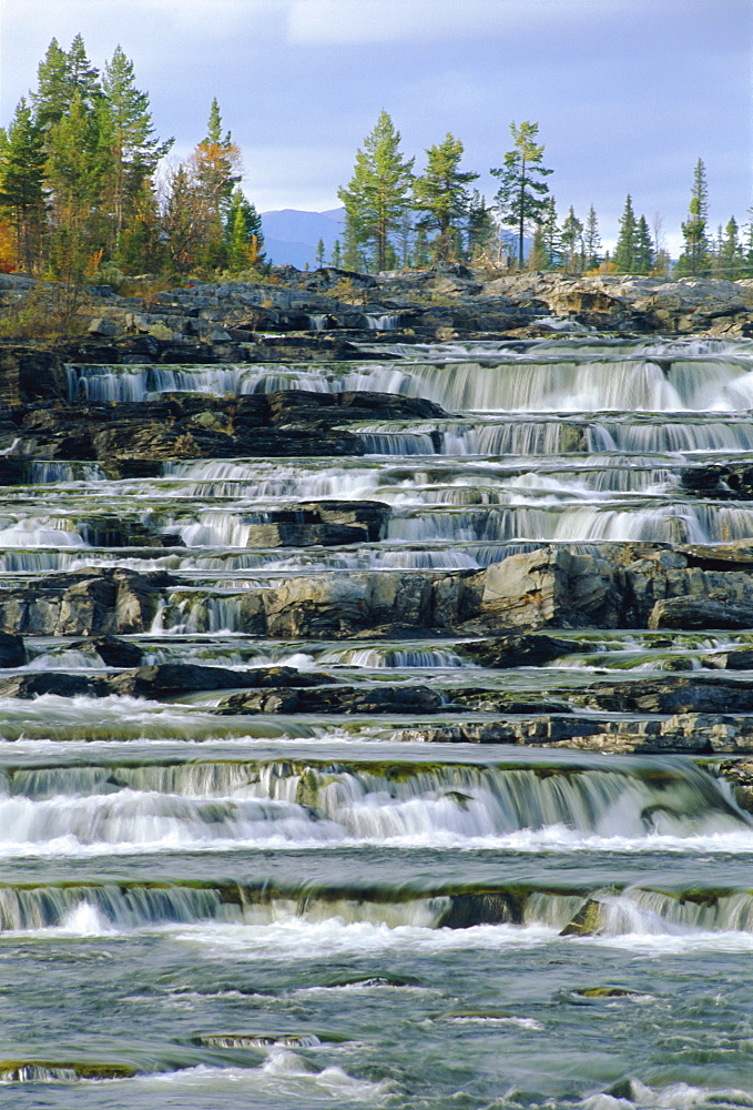 Trappstegforsarna Waterfalls, Fatmomakke region, Lappland, Sweden, Scandinavia, Europe