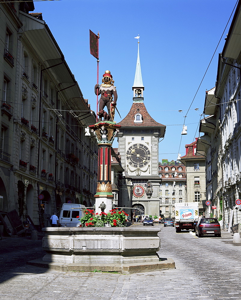 Kramgasse and the Zeitglockenturm, Bern, Bernese Mittelland, Switzerland, Europe