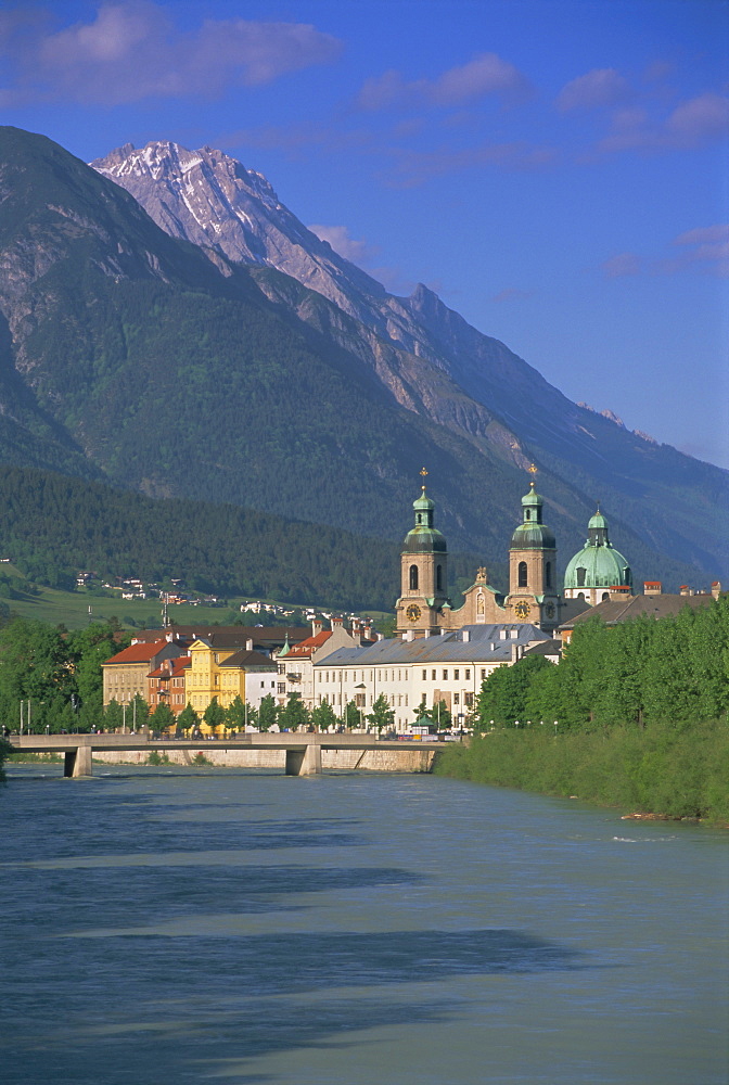 Buildings along the Inn River, Innsbruck, Tirol (Tyrol), Austria, Europe