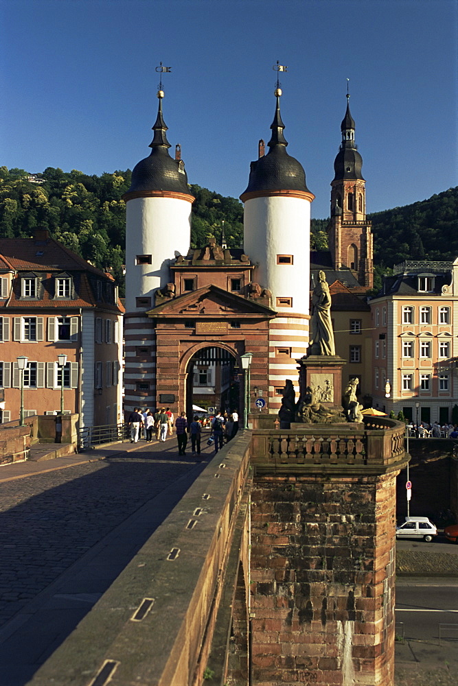 Bridge over the Neckar River, Heidelburg, Baden Wurttemberg, Germany, Europe