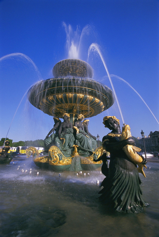 Fountain in Place de la Concorde, Paris, France, Europe